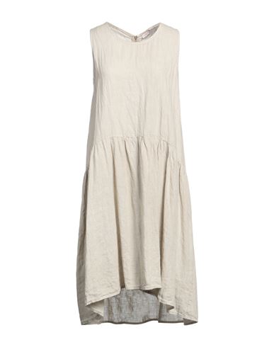 Shop Rossopuro Woman Midi Dress Sand Size L Linen In Beige
