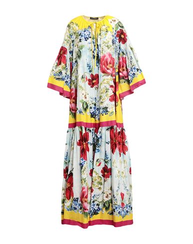 Dolce & Gabbana Garden-print Cotton-poplin Maxi Dress In Yellow