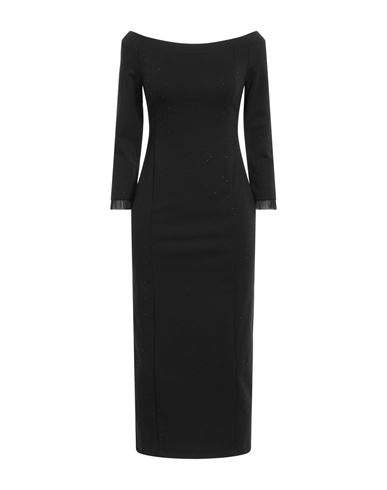 Shop Soallure Woman Midi Dress Black Size 6 Cotton, Polyamide, Elastane