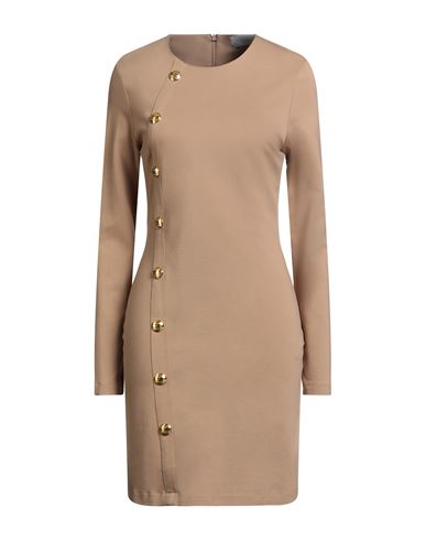 Gaelle Paris Gaëlle Paris Woman Mini Dress Camel Size 8 Viscose, Polyamide, Elastane In Brown