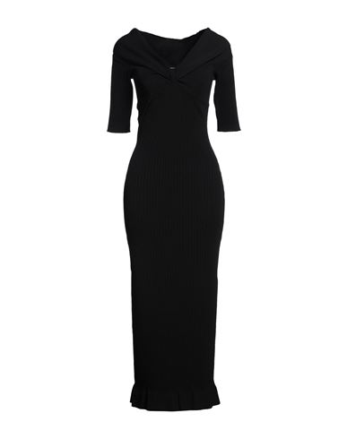 PHILOSOPHY DI LORENZO SERAFINI PHILOSOPHY DI LORENZO SERAFINI WOMAN MIDI DRESS BLACK SIZE 6 VISCOSE, POLYAMIDE 