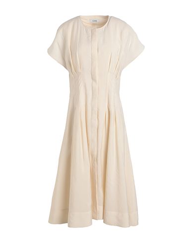 Cos Woman Midi Dress Cream Size 14 Modal, Polyester In Neutral