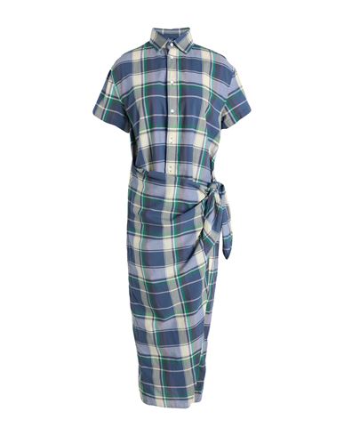 Polo Ralph Lauren Woman Midi Dress Slate Blue Size 8 Cotton