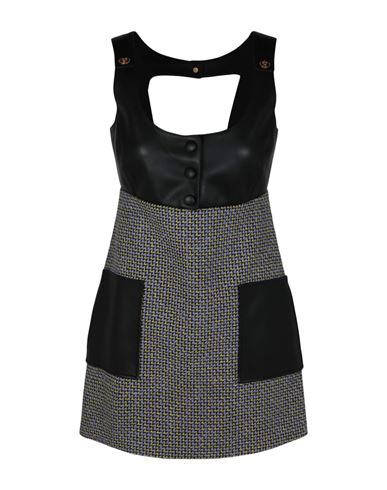Versace Tweed Mini Dress Woman Mini Dress Multicolored Size 8 Cotton, Virgin Wool, Linen, Polyamide In Black