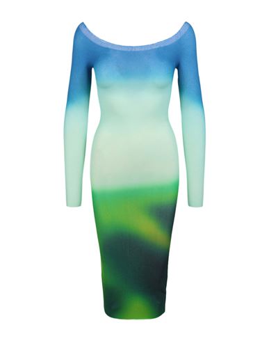 Off-white Blurred Seamless Knit Dress Woman Midi Dress Multicolored Size 8 Viscose, Polyester In Gray