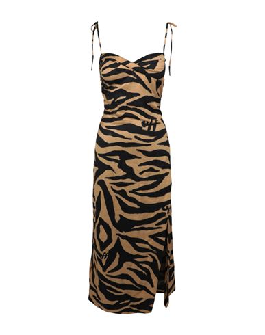 Shop Off-white Zebra Twisted Long Dress Woman Midi Dress Black Size 6 Viscose, Linen