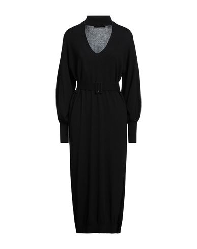 Icona By Kaos Woman Midi Dress Black Size M Viscose, Polyamide, Wool, Cashmere
