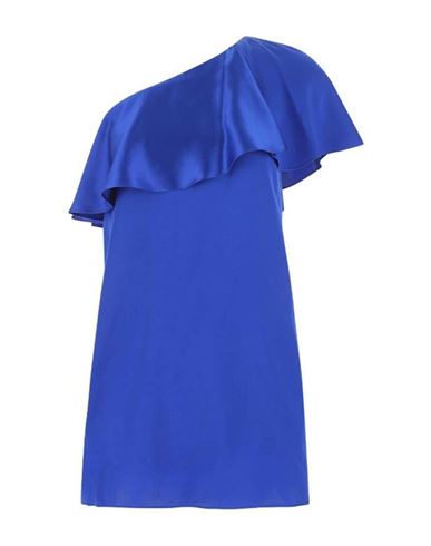 Shop Saint Laurent One Shoulder Mini Dress Woman Midi Dress Blue Size 8 Silk