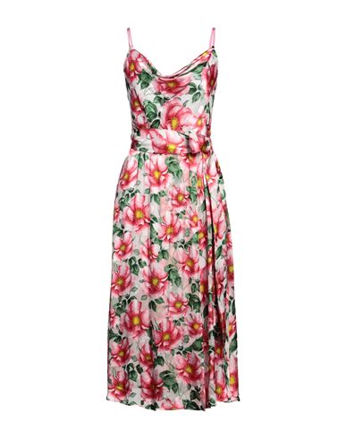 Alice And Olivia Samantha Cowl Midi Dress In High Tea Floral In Magenta