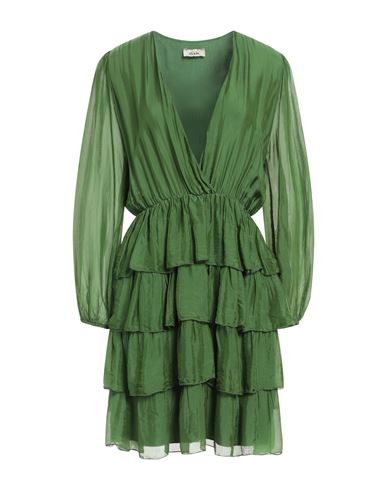 Dixie Woman Mini Dress Green Size M Viscose, Silk