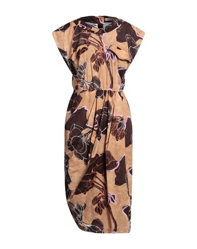 Shop Tela Woman Midi Dress Brown Size 8 Cotton
