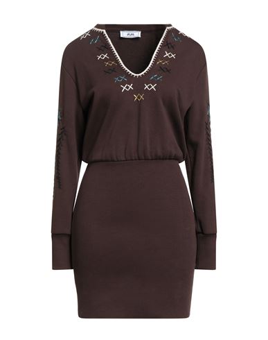 Jijil Woman Mini Dress Dark Brown Size 4 Cotton, Polyester In Brown