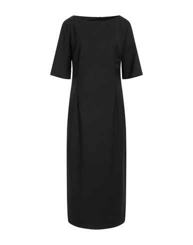 Tonello Woman Midi Dress Black Size 12 Virgin Wool, Elastane
