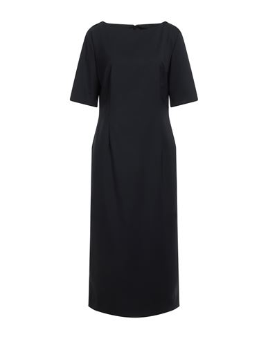 Tonello Woman Midi Dress Midnight Blue Size 12 Virgin Wool, Elastane In Black
