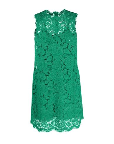 Shop Dolce & Gabbana Kim Dress Stretch Lace Woman Mini Dress Green Size 8 Cotton