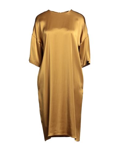 's Max Mara Woman Midi Dress Mustard Size 6 Acetate, Viscose In Gold