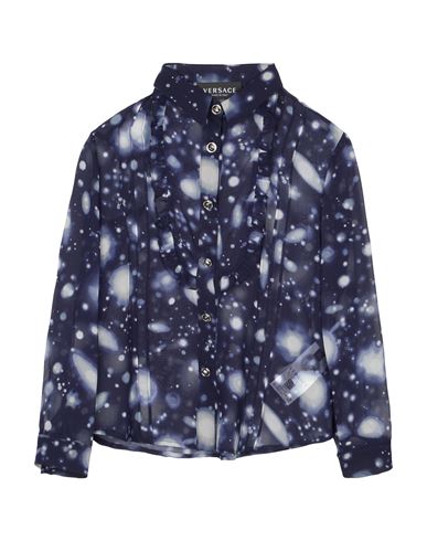 Versace Young Toddler Girl Shirt Midnight Blue Size 6 Silk In Blue