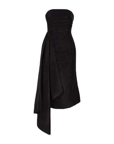 8 By Yoox Silk-shantung Bandeau Midi Dress W/ Side Drape Woman Midi Dress Black Size 10 Silk