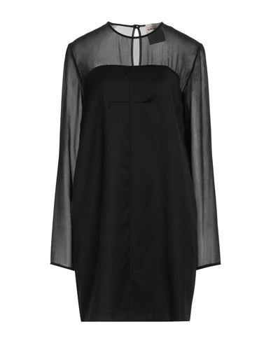 Shop Semicouture Woman Mini Dress Black Size 8 Virgin Wool, Polyester, Viscose, Elastane