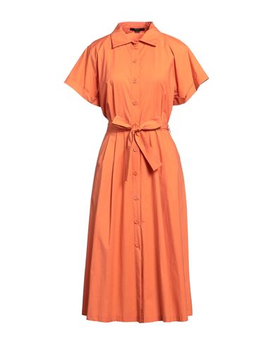 Seventy Sergio Tegon Woman Midi Dress Orange Size 14 Cotton, Elastane
