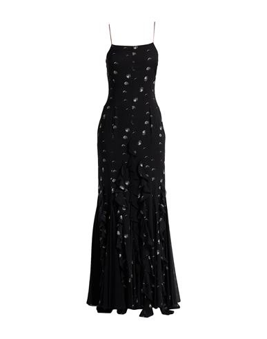 Off-white Moon-print Ruffled Maxi Dress In Black