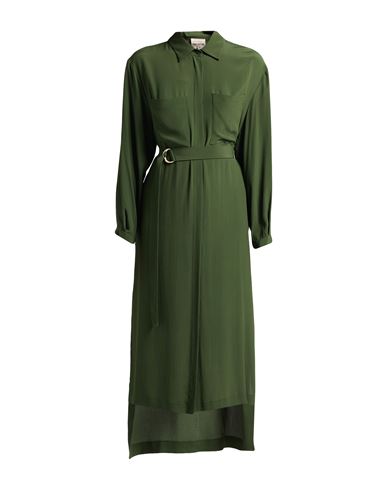 Semicouture Woman Midi Dress Military Green Size 10 Acetate, Silk