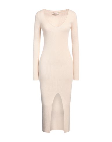 Jucca Woman Midi Dress Beige Size M Wool, Viscose, Polyamide, Metallic Fiber, Cashmere In Beige