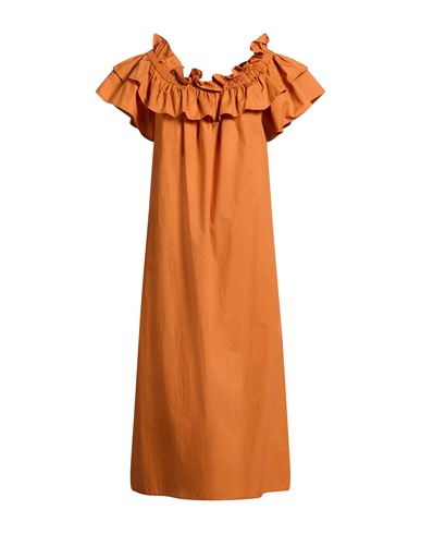 Meimeij Woman Midi Dress Orange Size 6 Cotton In Orange