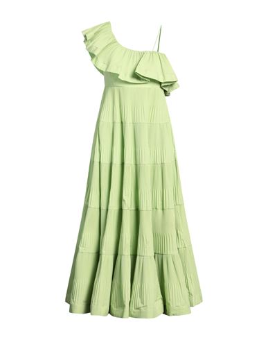 Meimeij Woman Maxi Dress Acid Green Size 4 Polyester, Cotton In Green