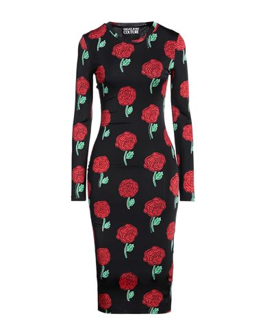 Versace Jeans Couture Woman Midi Dress Black Size 8 Viscose, Elastane In Black