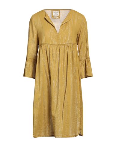 Alessia Santi Woman Mini Dress Mustard Size 10 Cotton, Polyester In Animal Print