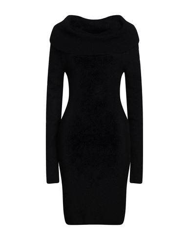 Shop Dondup Woman Mini Dress Black Size 6 Polyamide, Alpaca Wool, Wool