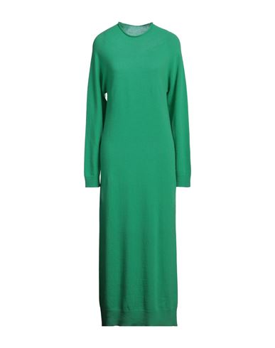 Alysi Woman Maxi Dress Green Size M Merino Wool, Cashmere In Green