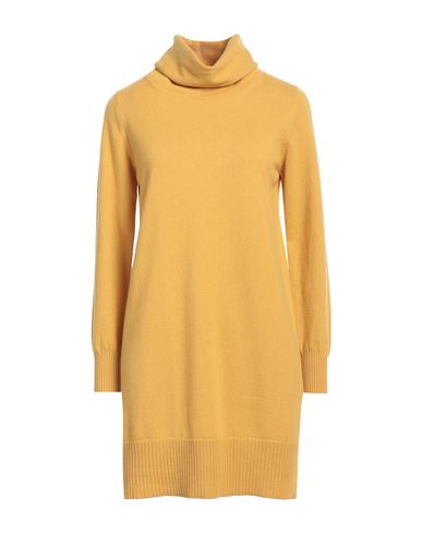 Kangra Woman Mini Dress Ocher Size 2 Wool, Silk, Cashmere In Yellow