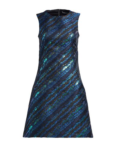 Dolce & Gabbana Woman Mini Dress Blue Size 8 Polyester, Metallic Polyester In Blue