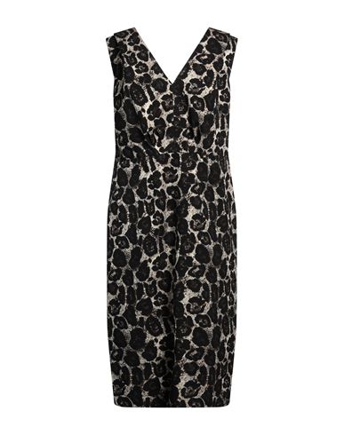 Clips Woman Midi Dress Beige Size 12 Cotton, Polyamide, Polyester, Elastane In Black