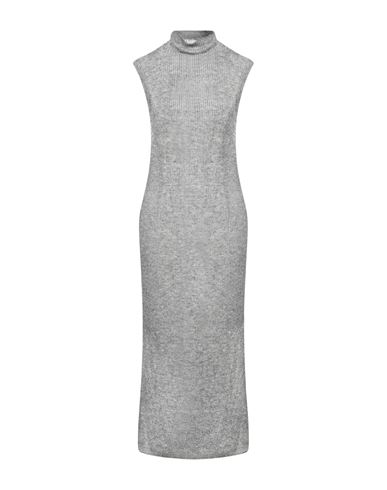 Shop Peserico Woman Midi Dress Grey Size 6 Baby Alpaca Wool, Nylon, Virgin Wool, Viscose, Metallic Fiber