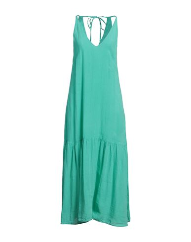 120% Lino Woman Maxi Dress Turquoise Size 10 Linen, Cotton In Green