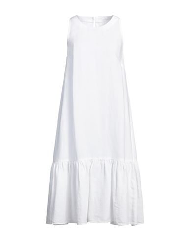 120% LINO 120% LINO WOMAN MIDI DRESS WHITE SIZE 8 LINEN 