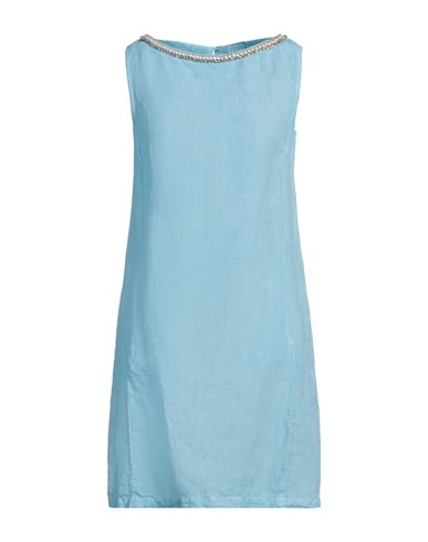 120% LINO 120% LINO WOMAN MINI DRESS SKY BLUE SIZE 10 LINEN 