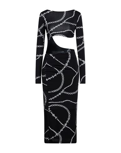 Versace Jeans Couture Woman Midi Dress Black Size 6 Viscose, Elastane In Black