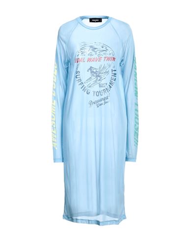 Shop Dsquared2 Woman Midi Dress Sky Blue Size M Viscose