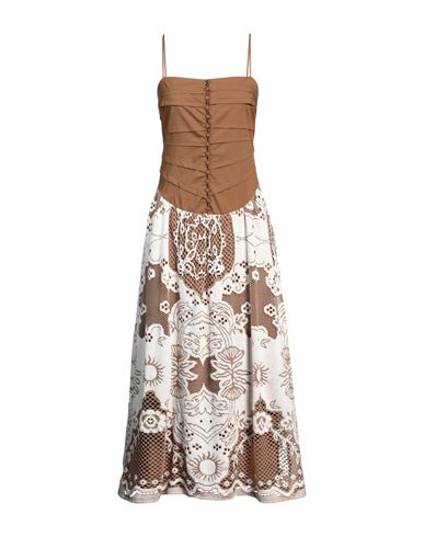 Beatrice B Beatrice .b Woman Midi Dress Brown Size 4 Cotton, Polyamide, Polyester In Brown
