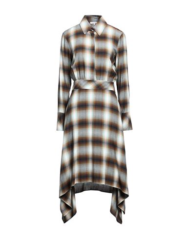 Patrizia Pepe Woman Midi Dress Khaki Size 4 Viscose, Virgin Wool In Beige