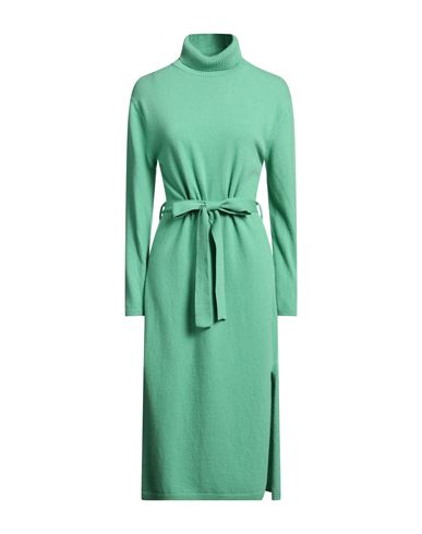 Daniele Fiesoli Woman Midi Dress Green Size L Merino Wool, Cashmere