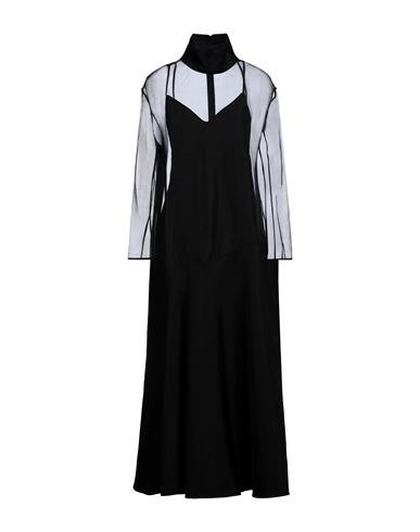 Khaite Bellamy Paneled Long-sleeve Sheer Silk Maxi Dress In Black