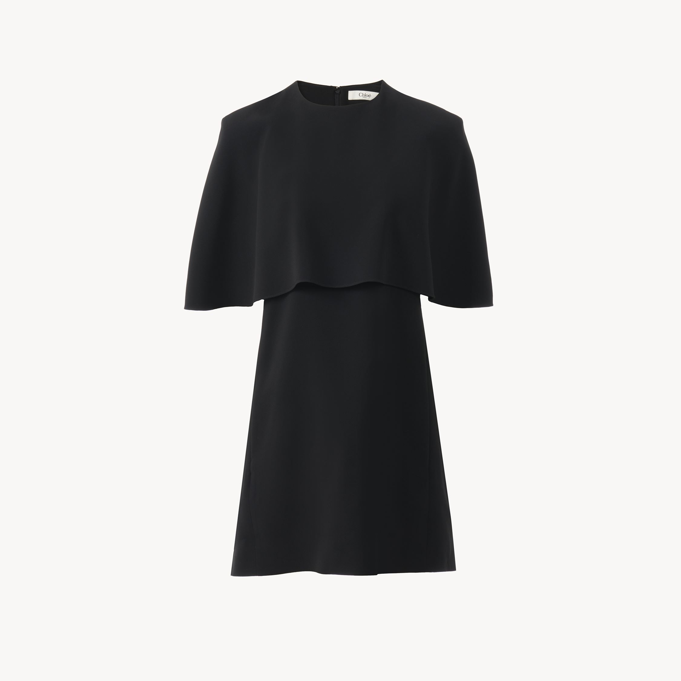 Chloé Short Cape Dress In Viscose Crêpe Black Size 12 50% Acetate, 47% Viscose, 3% Elastane In Black