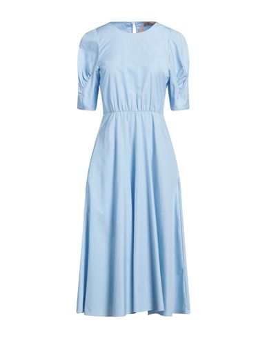 N°21 Woman Midi Dress Sky Blue Size 4 Cotton In Blue