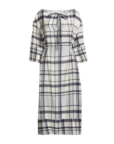 Ballantyne Woman Midi Dress Navy Size 6 Rayon, Linen, Cotton In Blue