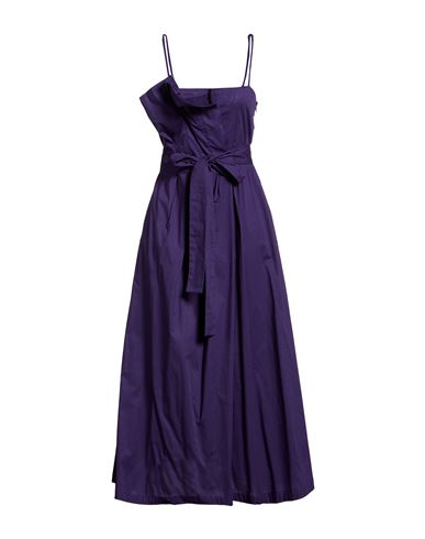 Alpha Studio Woman Midi Dress Purple Size 6 Cotton, Elastane In Purple